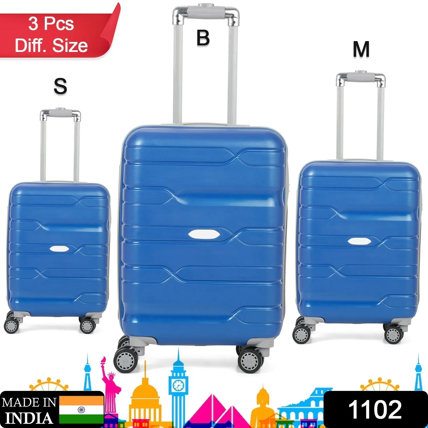 1102 Traveling Trolley Bag Set, Small , Medium & Big Suitcase Premium Quality Bag 3 Pcs Set For Traveling Use