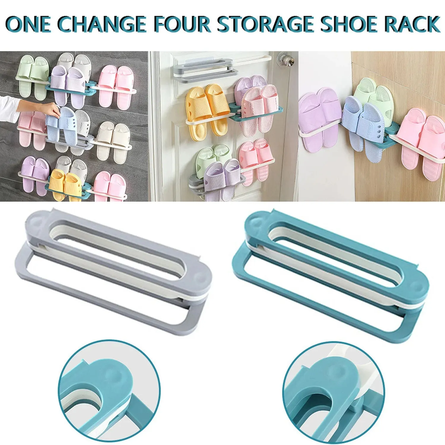 1122A Plastic Folding Shoe Rack Organizer with Wall Mounted