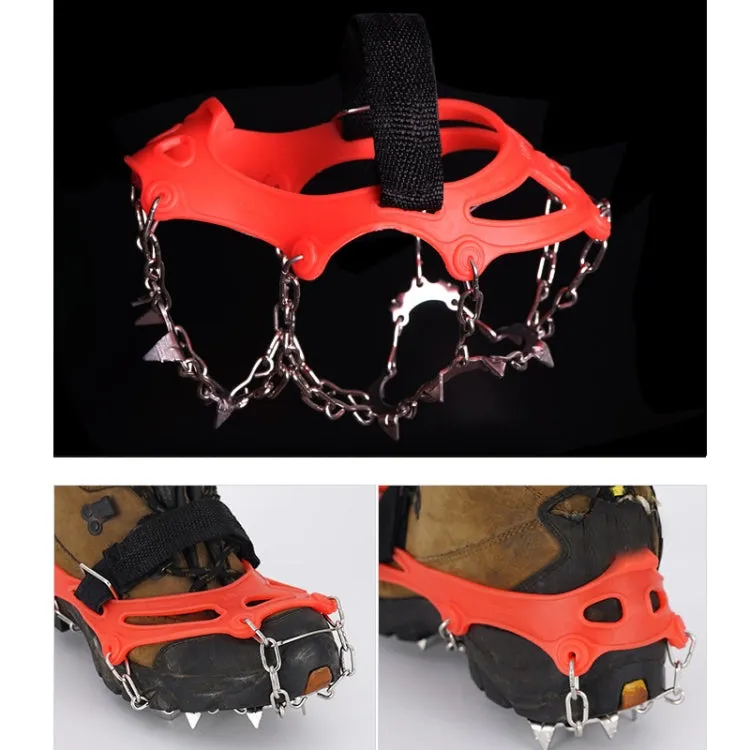 13 Teeth Outdoor Stainless Steel Mountaineering Climbing Crampons Trekking Non-Slip Shoe Covers, Size: M（Orange）