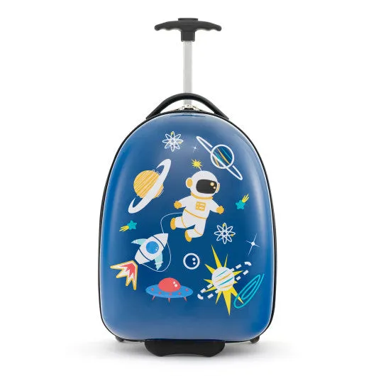 16 Inch Kids Carry-On Luggage Hard Shell Suitcase with Wheels-Blue