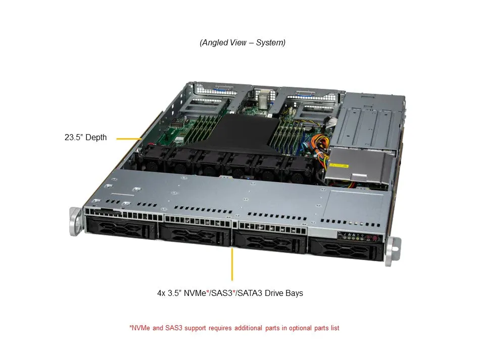 1U Single CPU AMD EPYC 9004, 4x 3.5", 12 DIMM -AS-1015CS-TNR