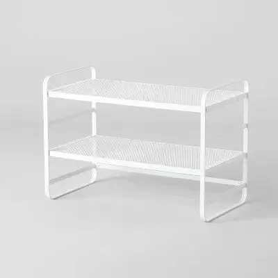 2 Tier Shoe Rack White Metal Mesh - Brightroom