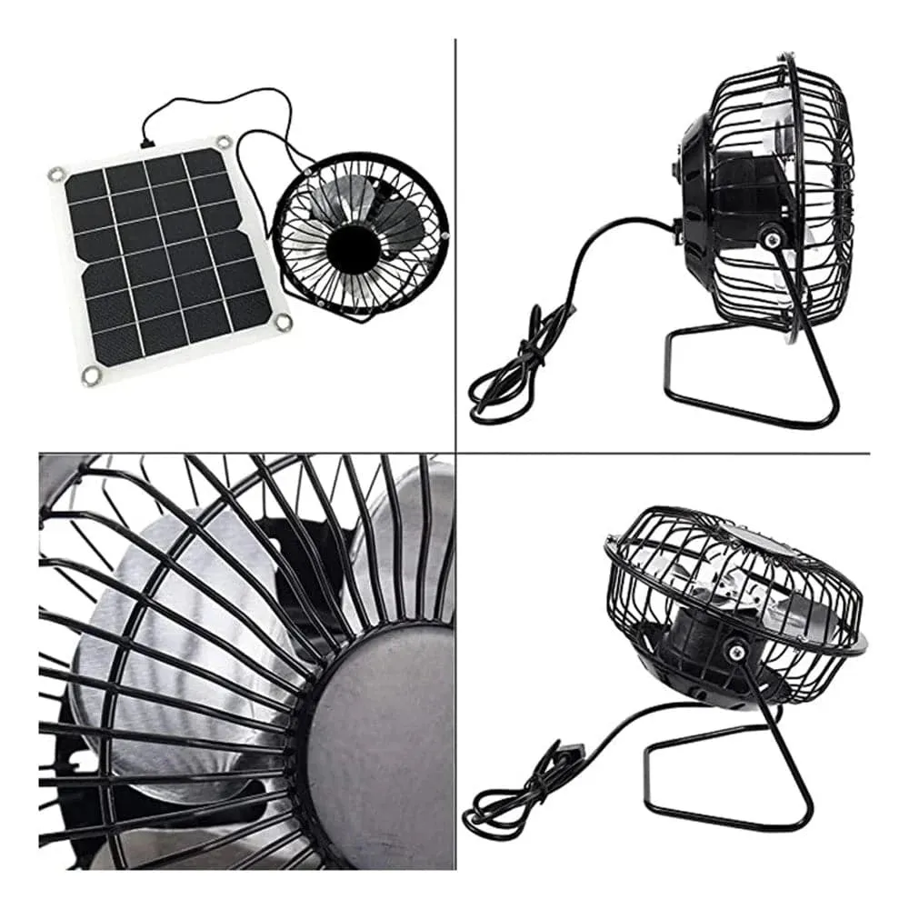 2022 New 5W Dual-USB Solar Powered Fan Set Solar Panel Monocrystalline Silicon Solar Panel Multifunctional Solar Power Recharger