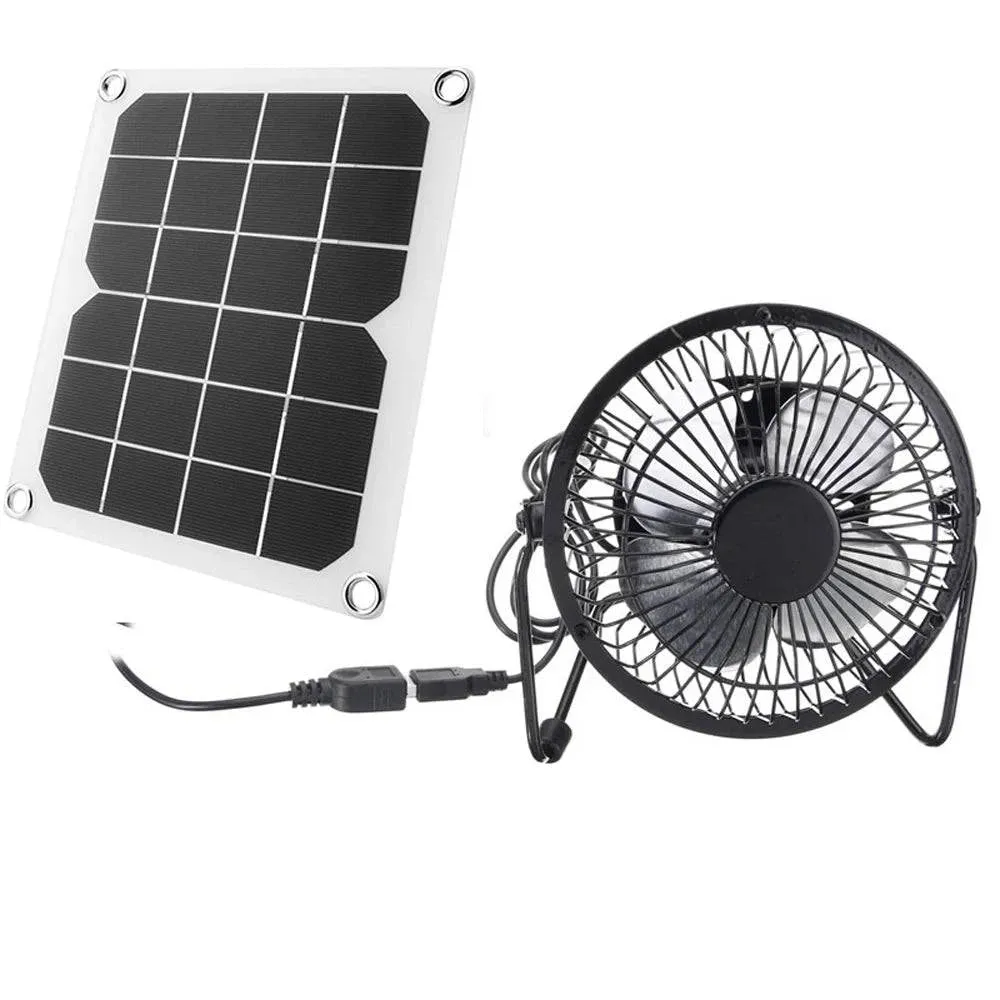 2022 New 5W Dual-USB Solar Powered Fan Set Solar Panel Monocrystalline Silicon Solar Panel Multifunctional Solar Power Recharger