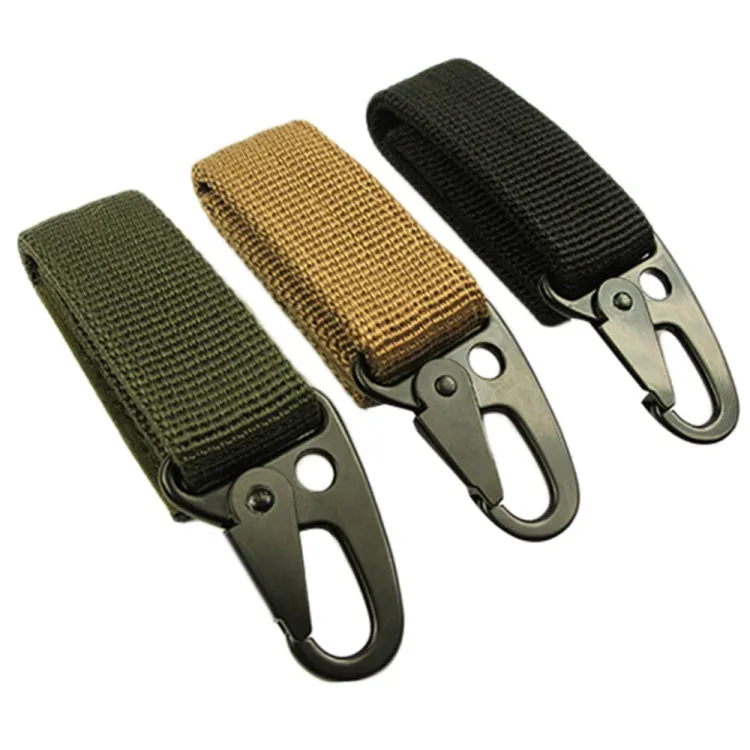 2PCS Outdoor Camping  Carabiner Backpack Hooks Olecranon Molle Hook Survival Gear EDC Nylon Keychain Clasp(Army Green)