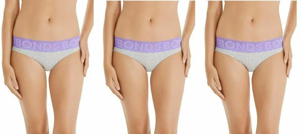 3 x Bonds Skimpini Undies Womens Ladies Skimpy Bikini Grey Underwear