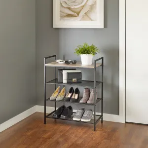 4-Tier Shelf Storage with Wood Grain Top