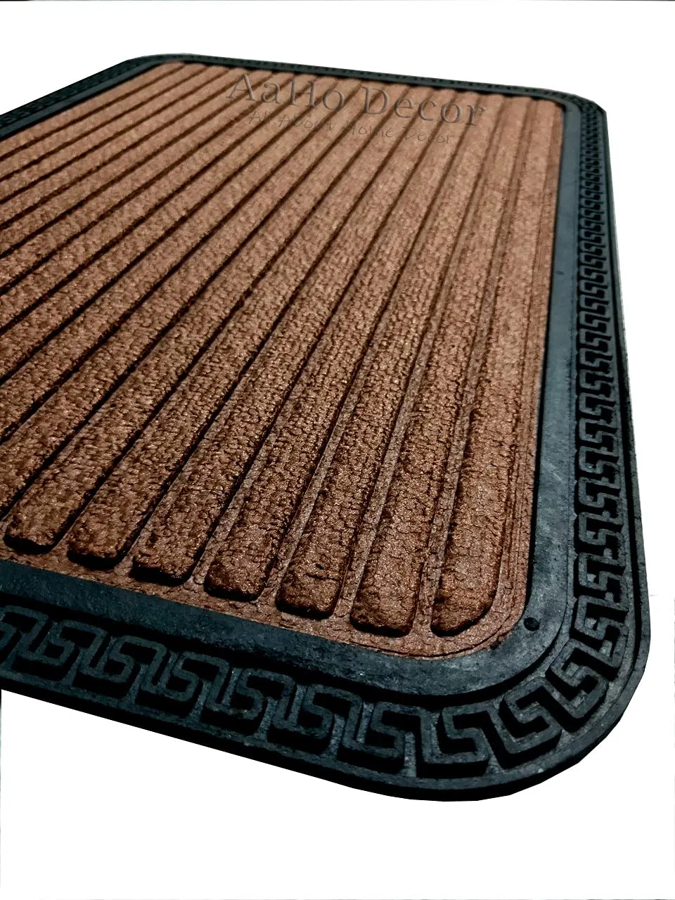 AaHo Decor Micro Fibre Rubber Moulded Polypropylene Door Mats for Home and Bathroom Indoor Floor & Outdoor Entrances Anti Skid Foot Mats (2 Pc 16 x 24 Inches, Brown)