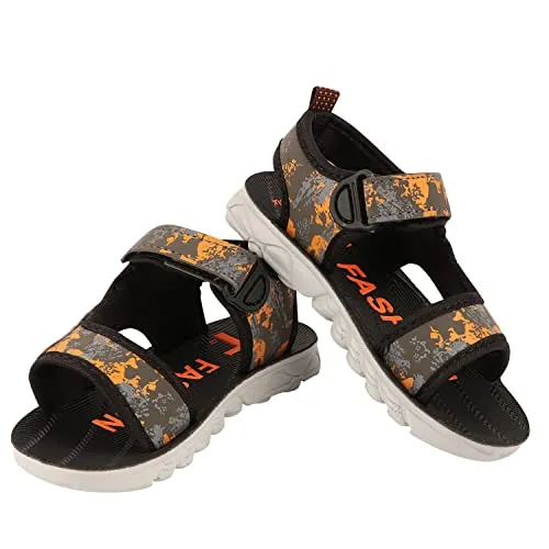 AIR FAX Unisex Child Kids Casual Regular/Everyday Use Breathable Printed Valcro Floaters Sandals with pu Sole for Boys & Girls (HULK_Yellow_10