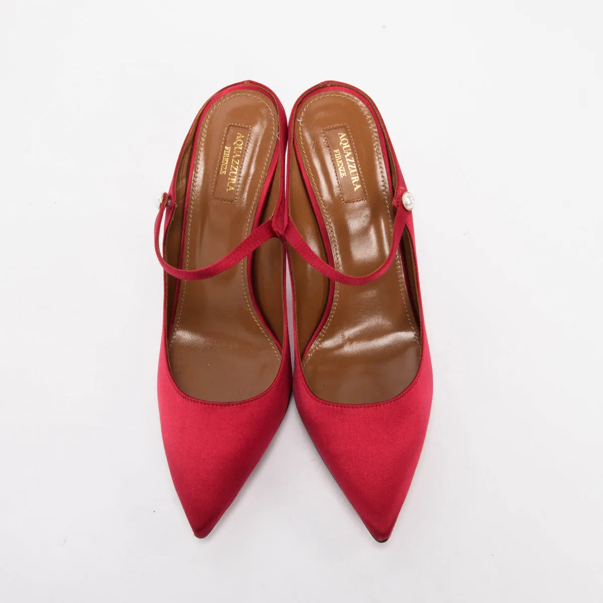 Aquazzura Dark Red Satin Nolita Mules 40.5