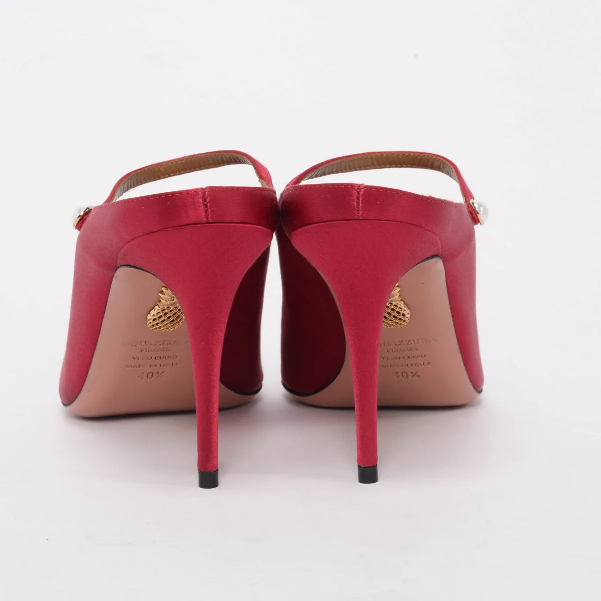 Aquazzura Dark Red Satin Nolita Mules 40.5