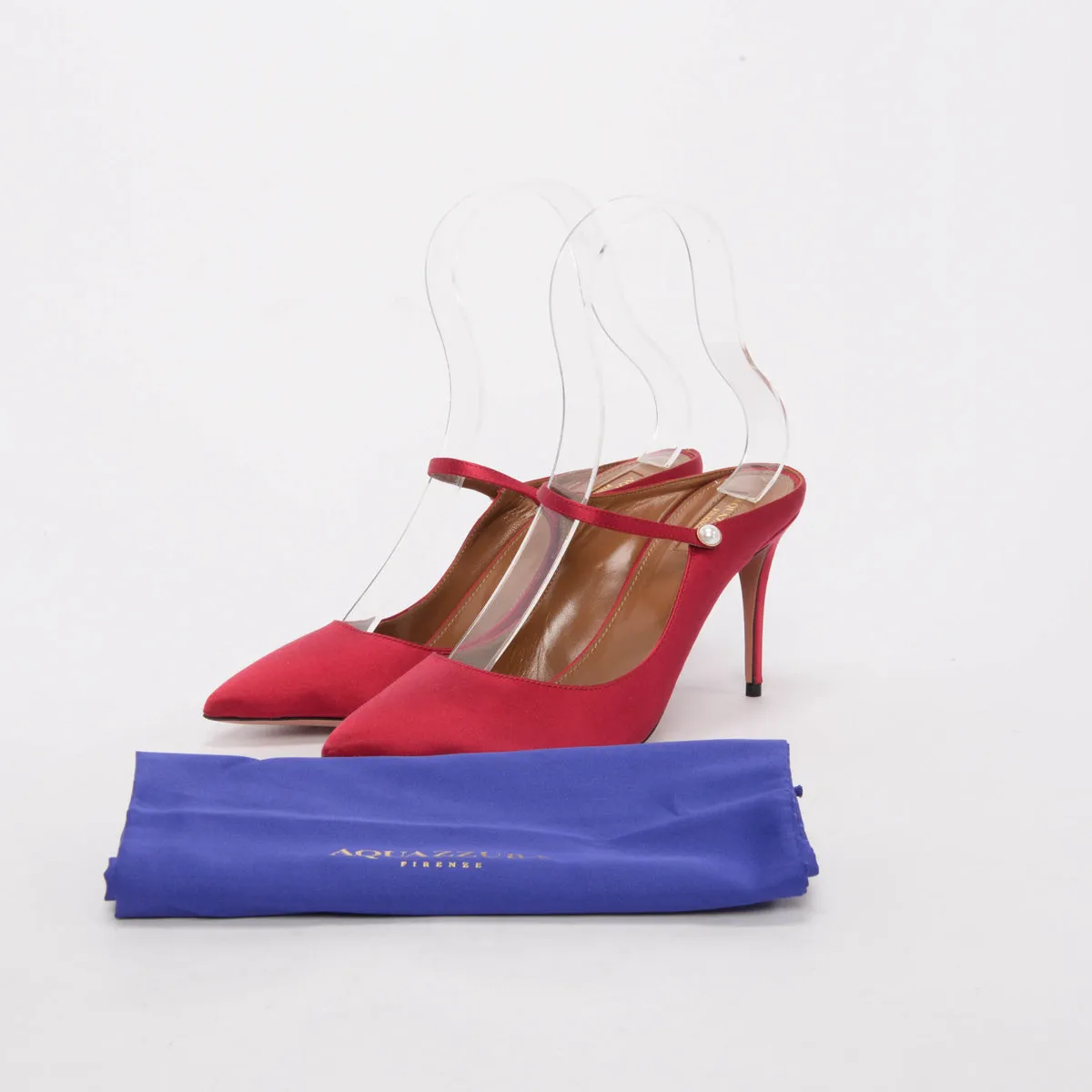 Aquazzura Dark Red Satin Nolita Mules 40.5