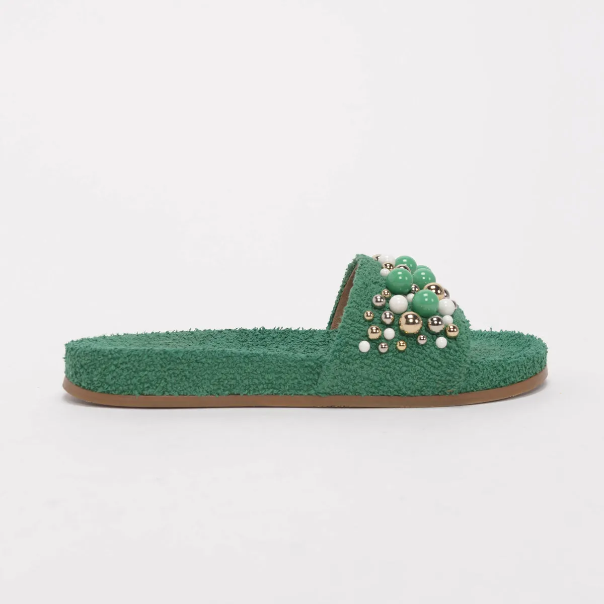 Aquazzura Green Terry Cotton Bon Bon Pool Slides 41