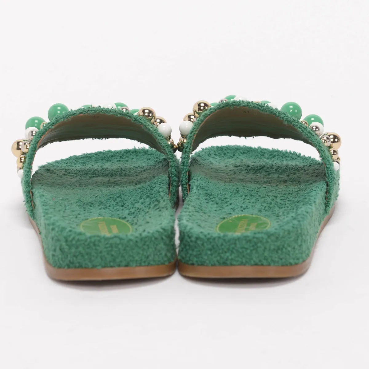 Aquazzura Green Terry Cotton Bon Bon Pool Slides 41