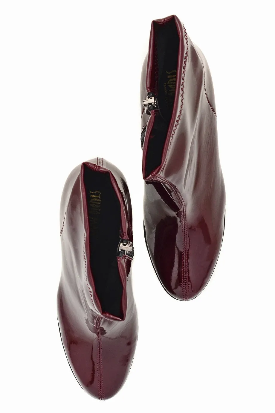 ARIADNA Bordeaux Patent Leather Ankle Boots