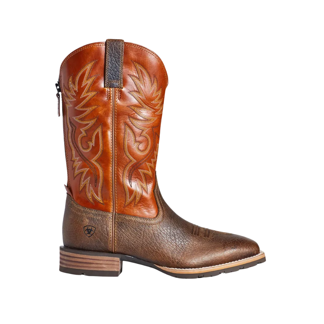 Ariat Men's Hybrid Big Boy Orange and Brown Square Toe Boots