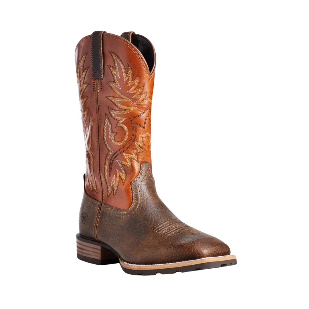 Ariat Men's Hybrid Big Boy Orange and Brown Square Toe Boots