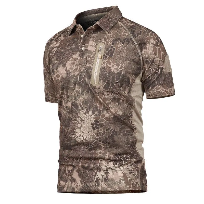 Army Tactical Outdoor Quick-Dry Camo Polo Sleeve