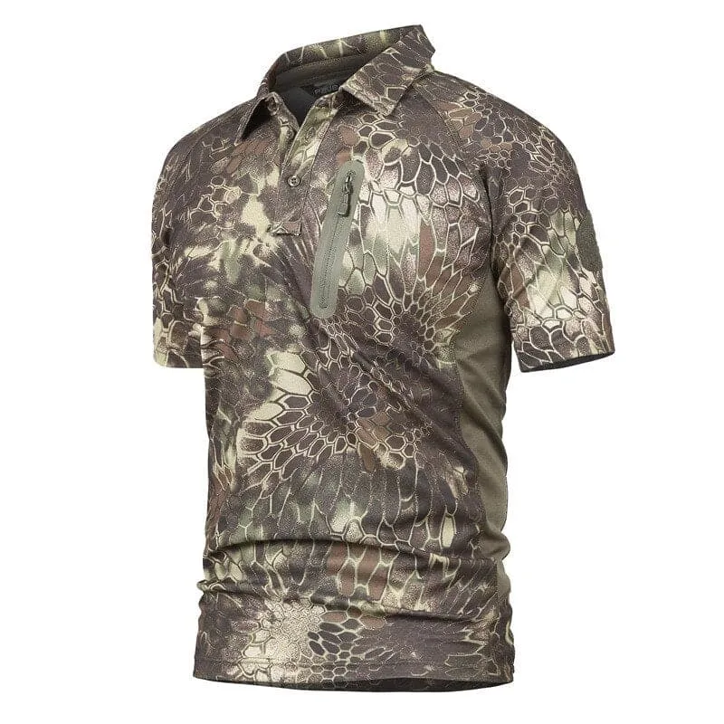 Army Tactical Outdoor Quick-Dry Camo Polo Sleeve