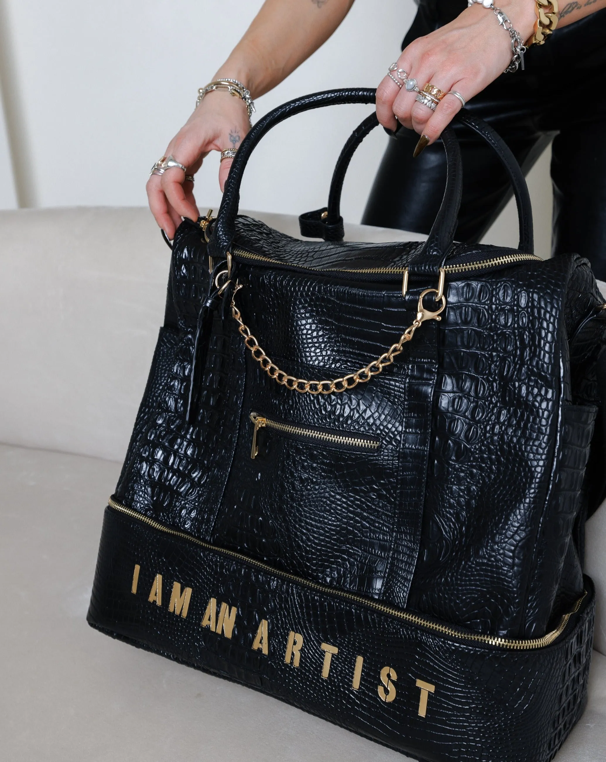 Artisan Series: Artemis “I Am An Artist” Black Vegan Leather Luxury Tote Bag