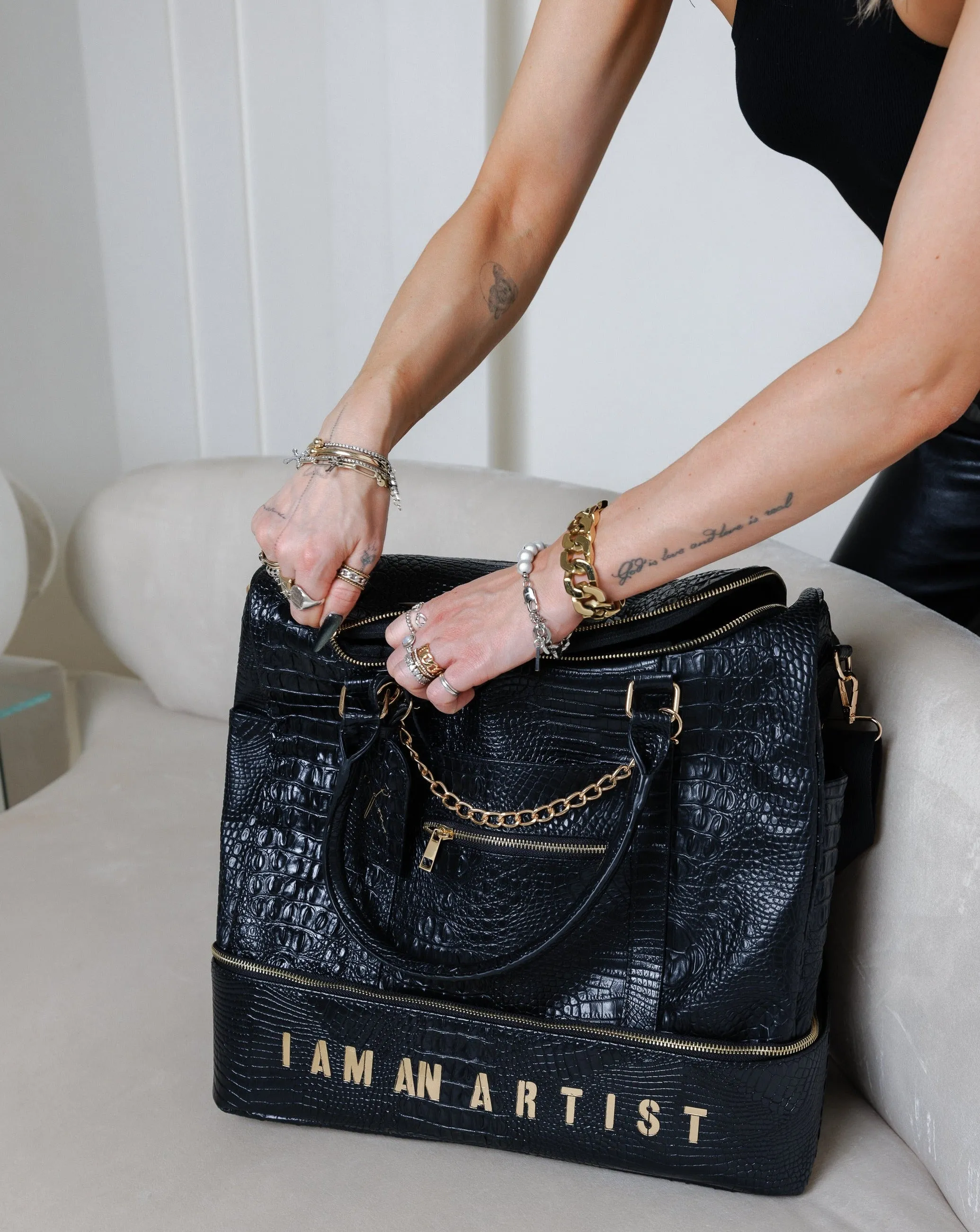 Artisan Series: Artemis “I Am An Artist” Black Vegan Leather Luxury Tote Bag