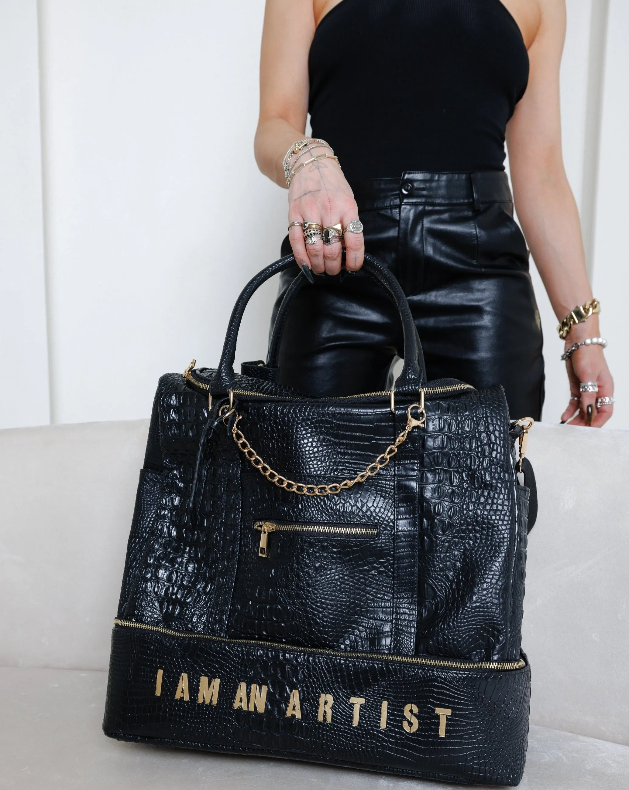 Artisan Series: Artemis “I Am An Artist” Black Vegan Leather Luxury Tote Bag