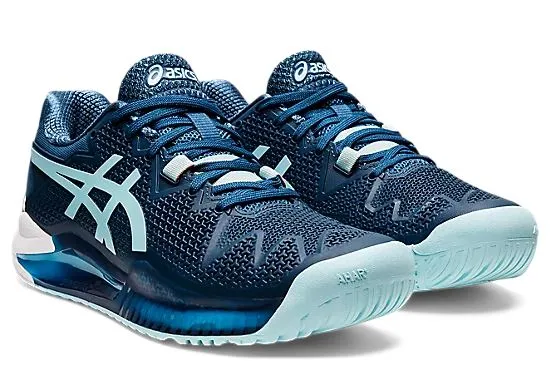 Asics Gel Resolution 8 D (Wide) Women's Tennis Shoes Light Indigo/Clear Blue