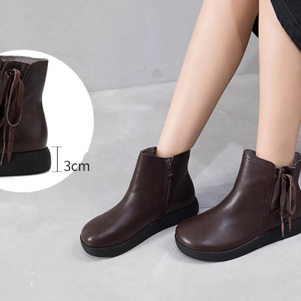 Autumn Winter Retro Casual Leather Short Boots | Gift Shoes