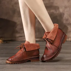 Autumn Winter Short Boots Leather Retro Soft Bottom | Gift Shoes