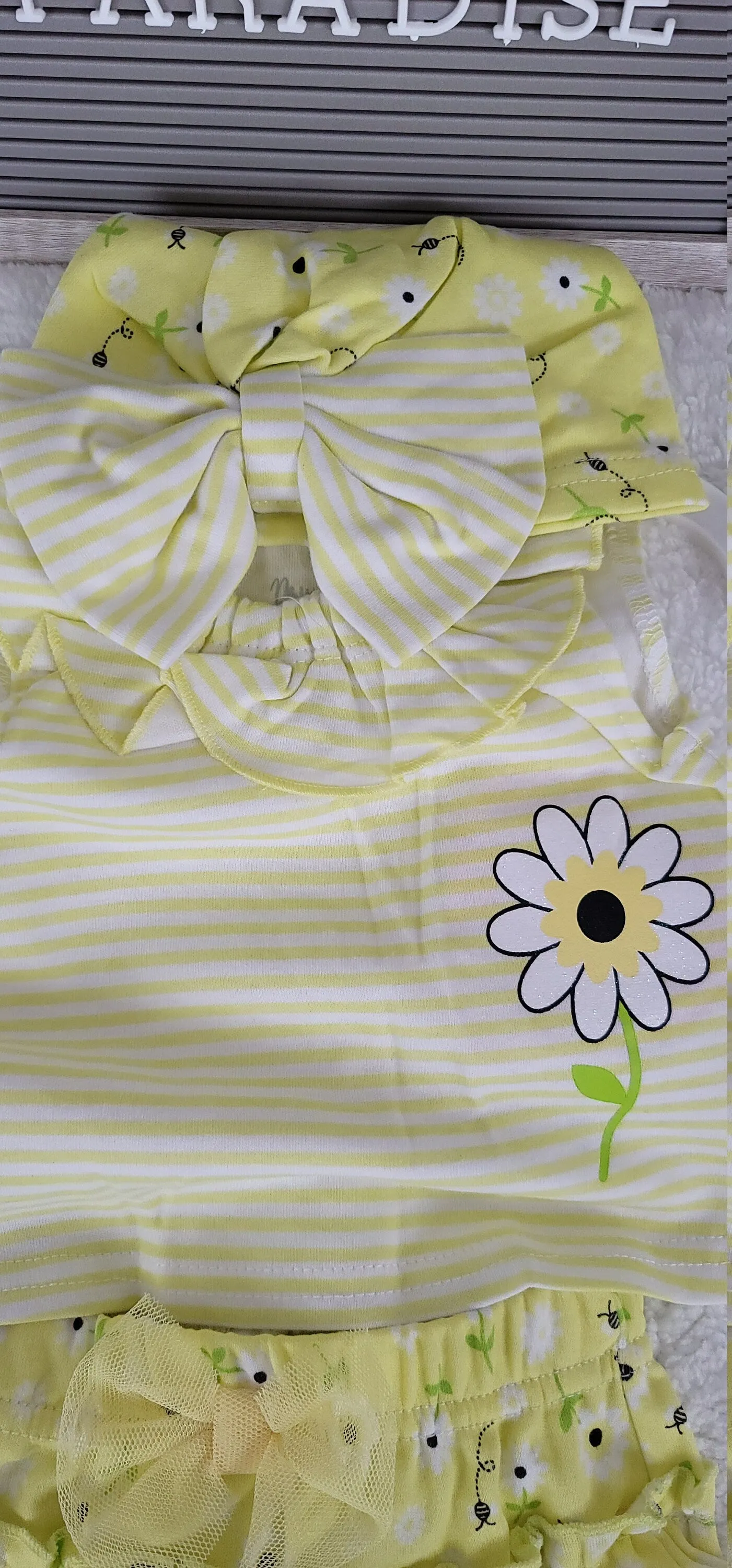 Baby Girls Yellow Set,Baby Clothes 3pcs,Baby Girls Set 0-3, 3-6 and 6-9 months,Flower Design Baby Girl Clothes,Trendy Baby Clothes,Gift set