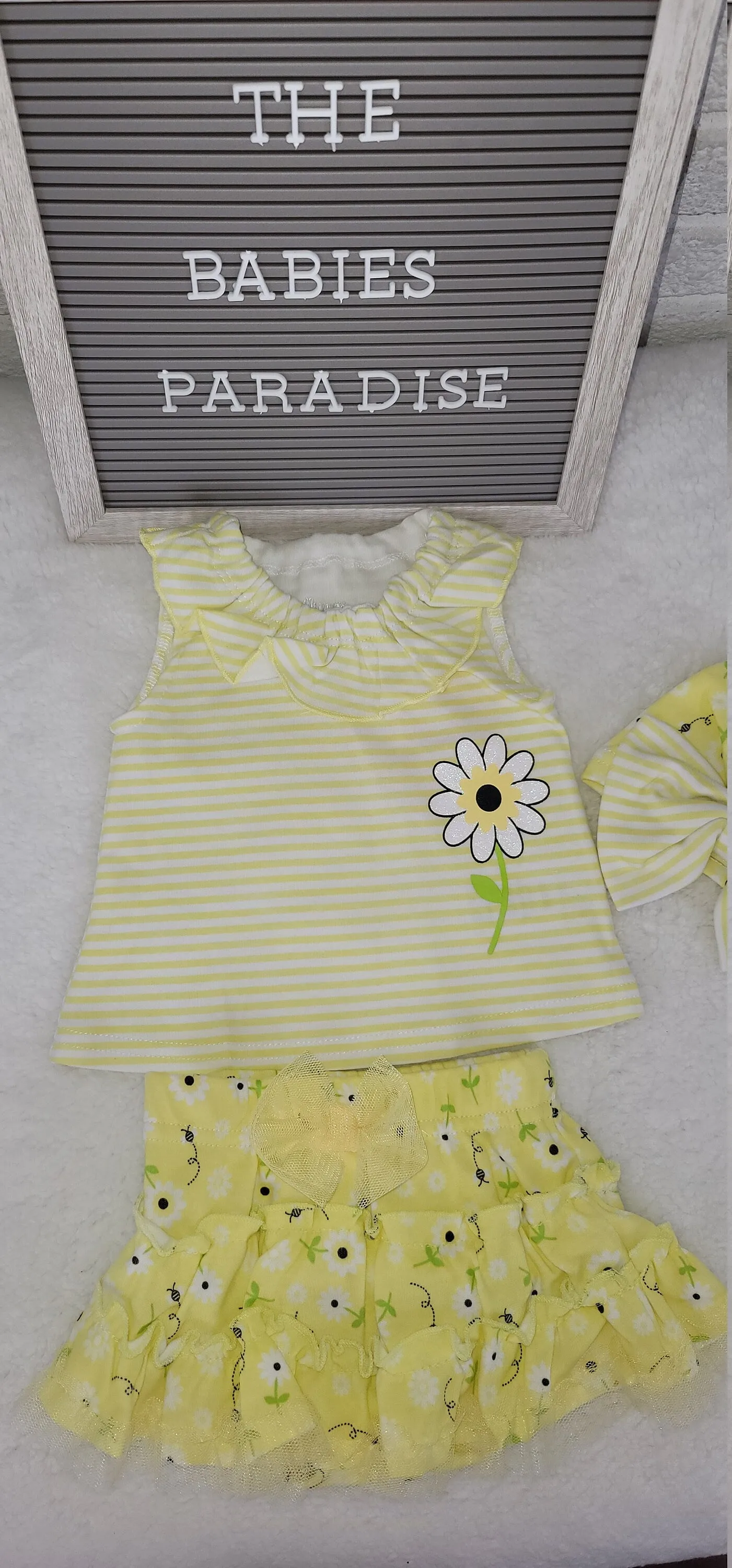 Baby Girls Yellow Set,Baby Clothes 3pcs,Baby Girls Set 0-3, 3-6 and 6-9 months,Flower Design Baby Girl Clothes,Trendy Baby Clothes,Gift set