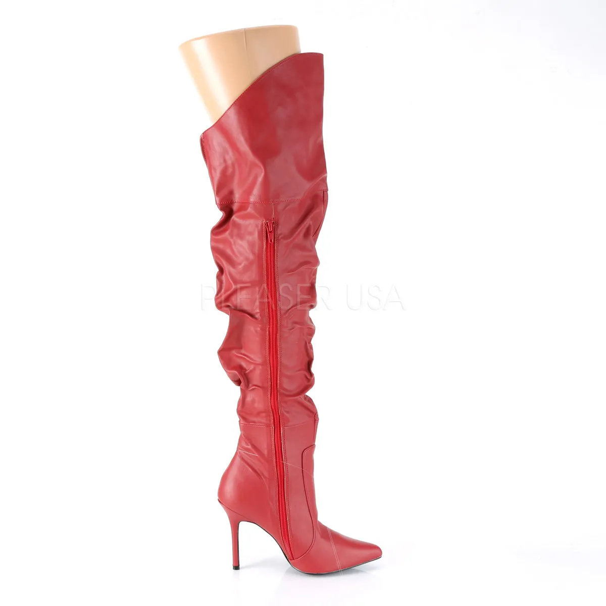 Bad Girls Thigh High Scrunch Boots Red