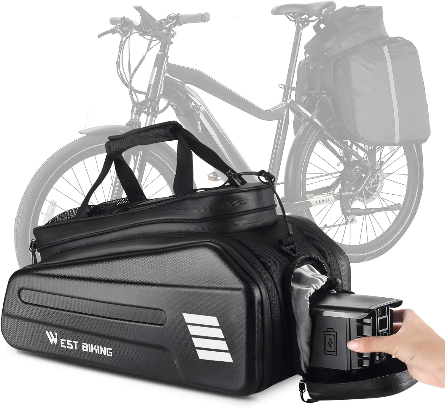 Bag - West Biking Rear Rack Bag with eBike Battery Storage