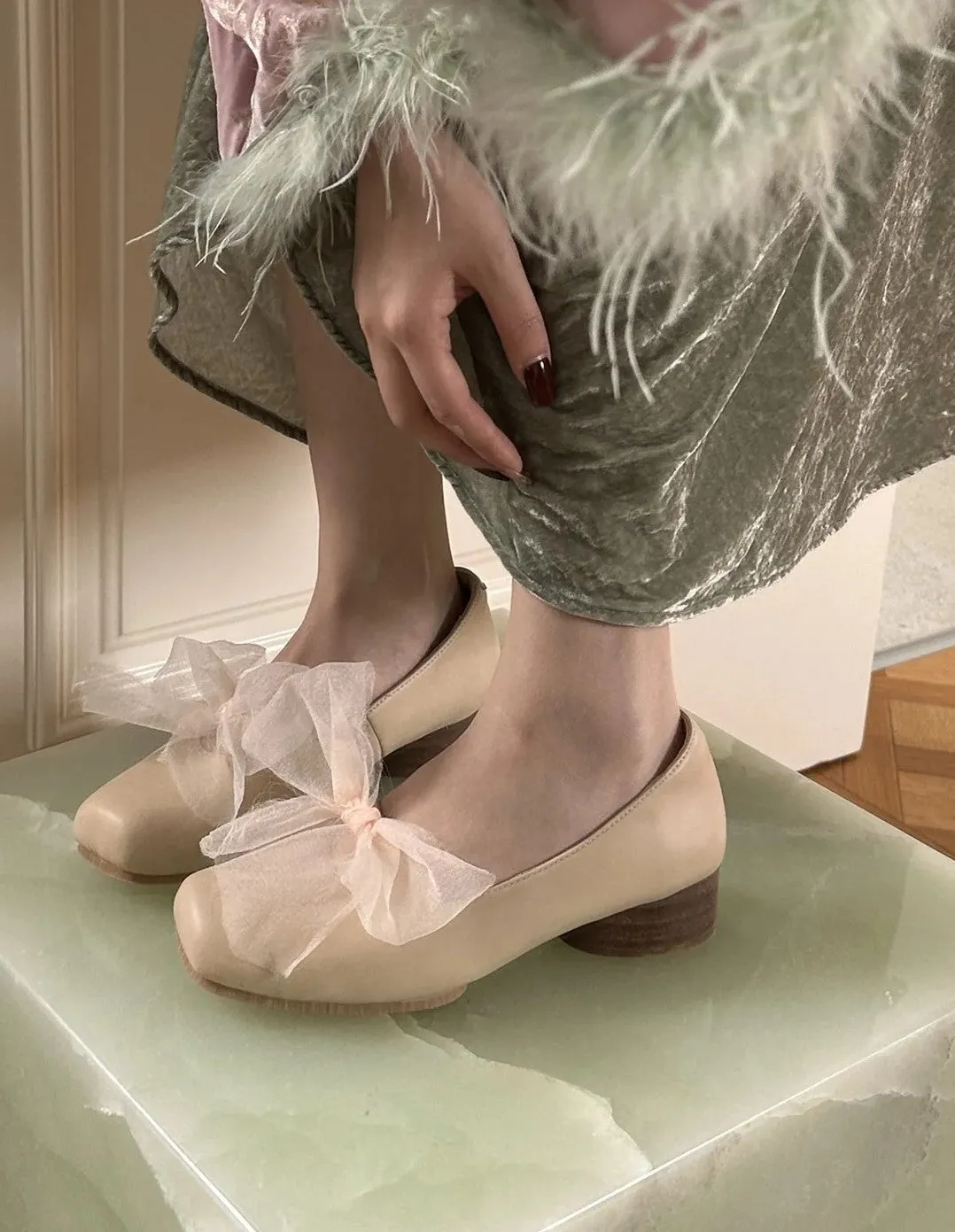 Balletcore Square Toe Shallow Shoes