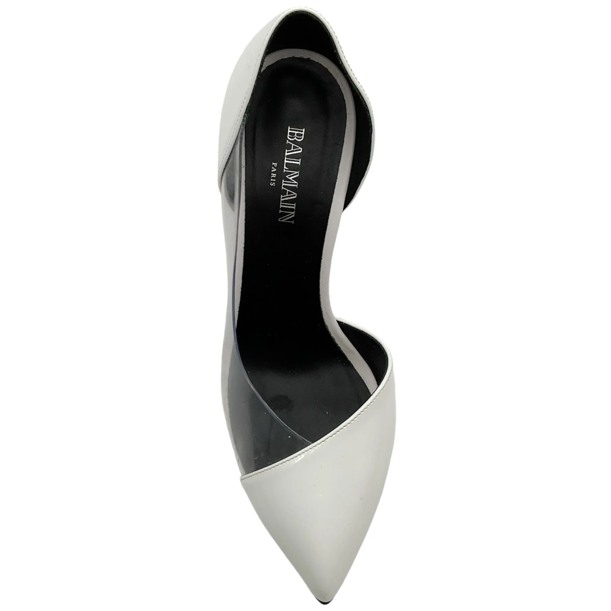 Balmain White Leather and PVC Pumps