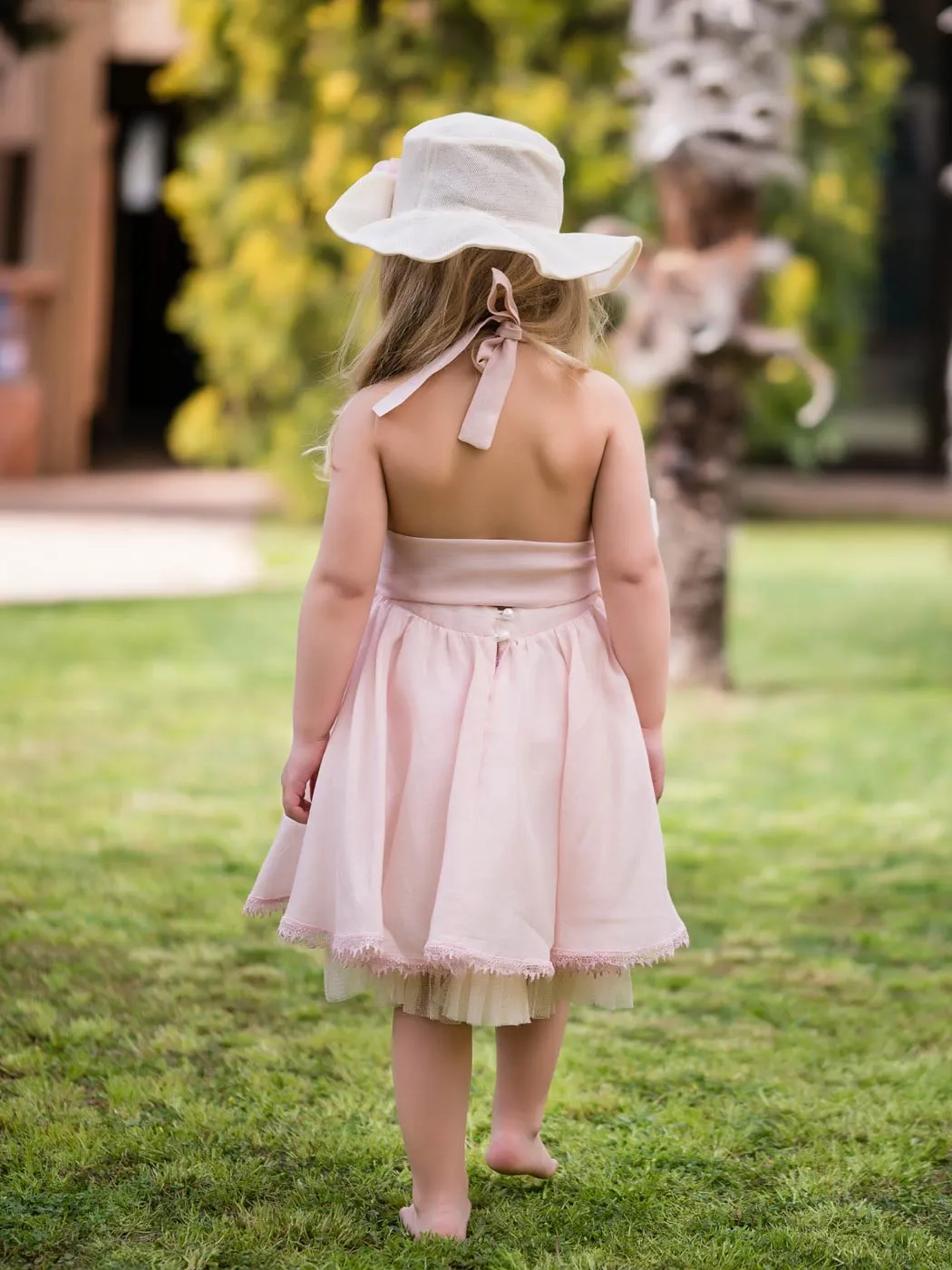 Baptism Halter-neck dress - PRISCILLA Pink