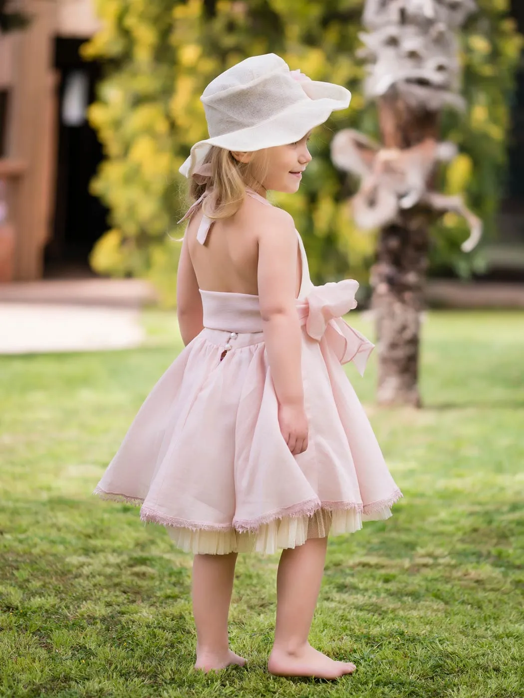 Baptism Halter-neck dress - PRISCILLA Pink