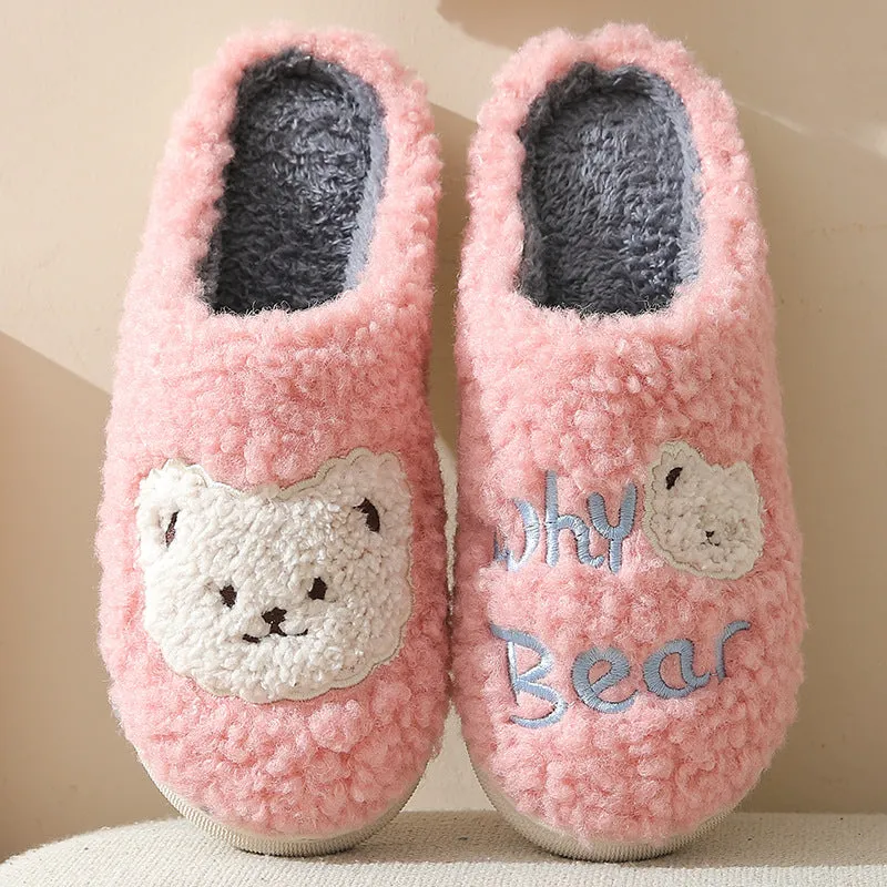 Bear Slippers Winter Warm House Shoes For Women Couple