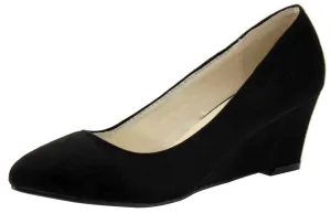 Bella Marie Women's Slip-On Closed Pointed Toe Wrapped Mid Wedge Pump