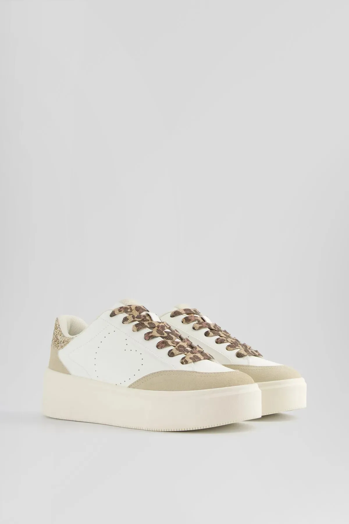 Bershka Women's Patterned And Glitter Detailed Sneakers