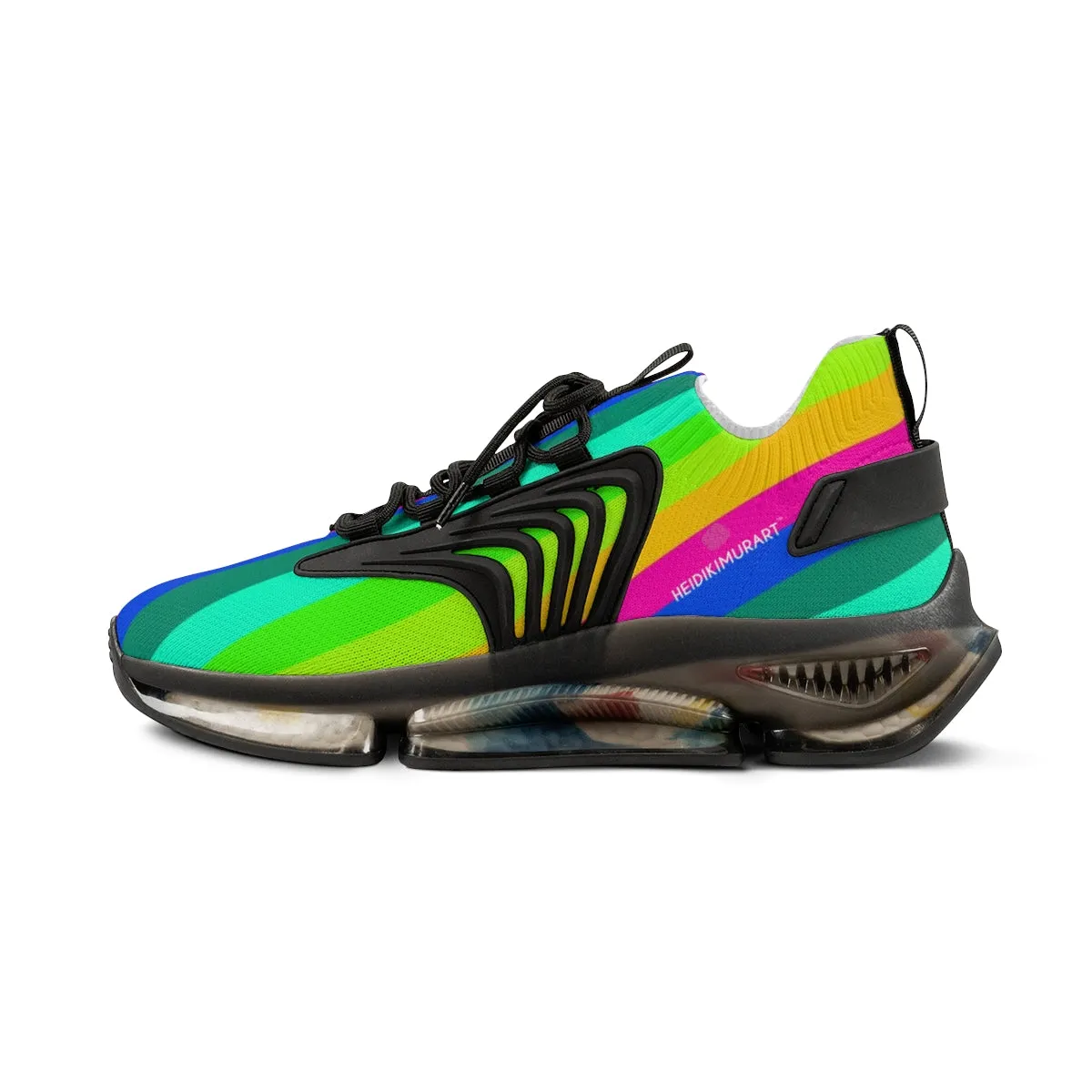 Best Rainbow Striped Men's Shoes, Gay Pride Fun Colorful Best Comfy Men's Mesh Sports Sneakers