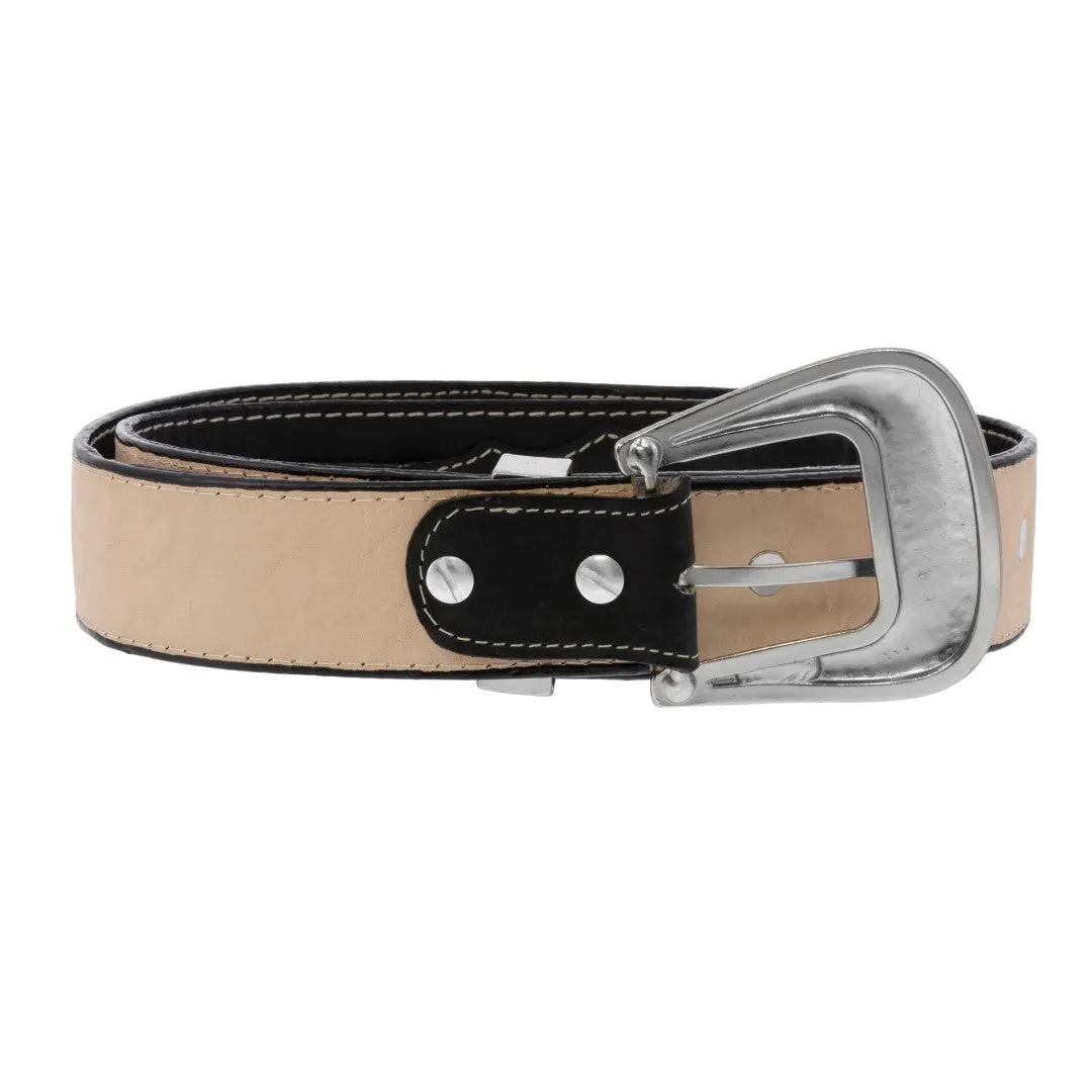 Black Western Cowboy Leather Belt Navajo Concho - Silver Buckle