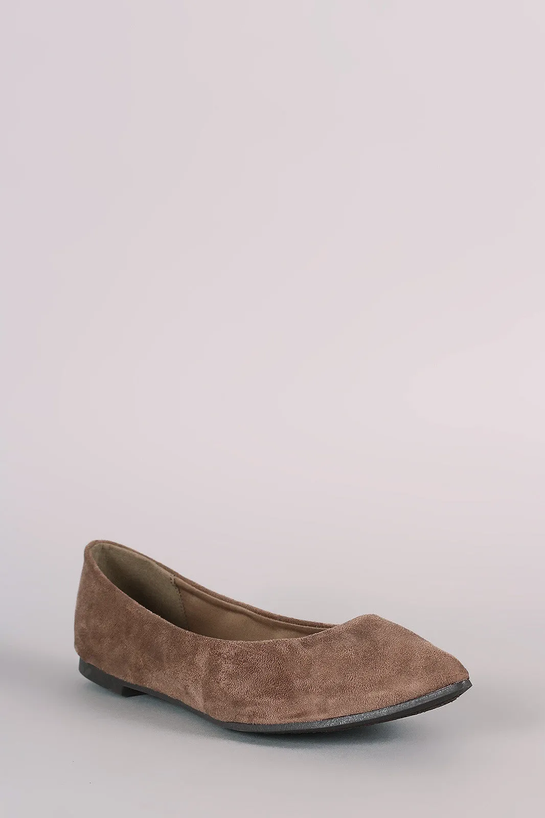 Breckelle Vegan Suede Pointy Toe Flats