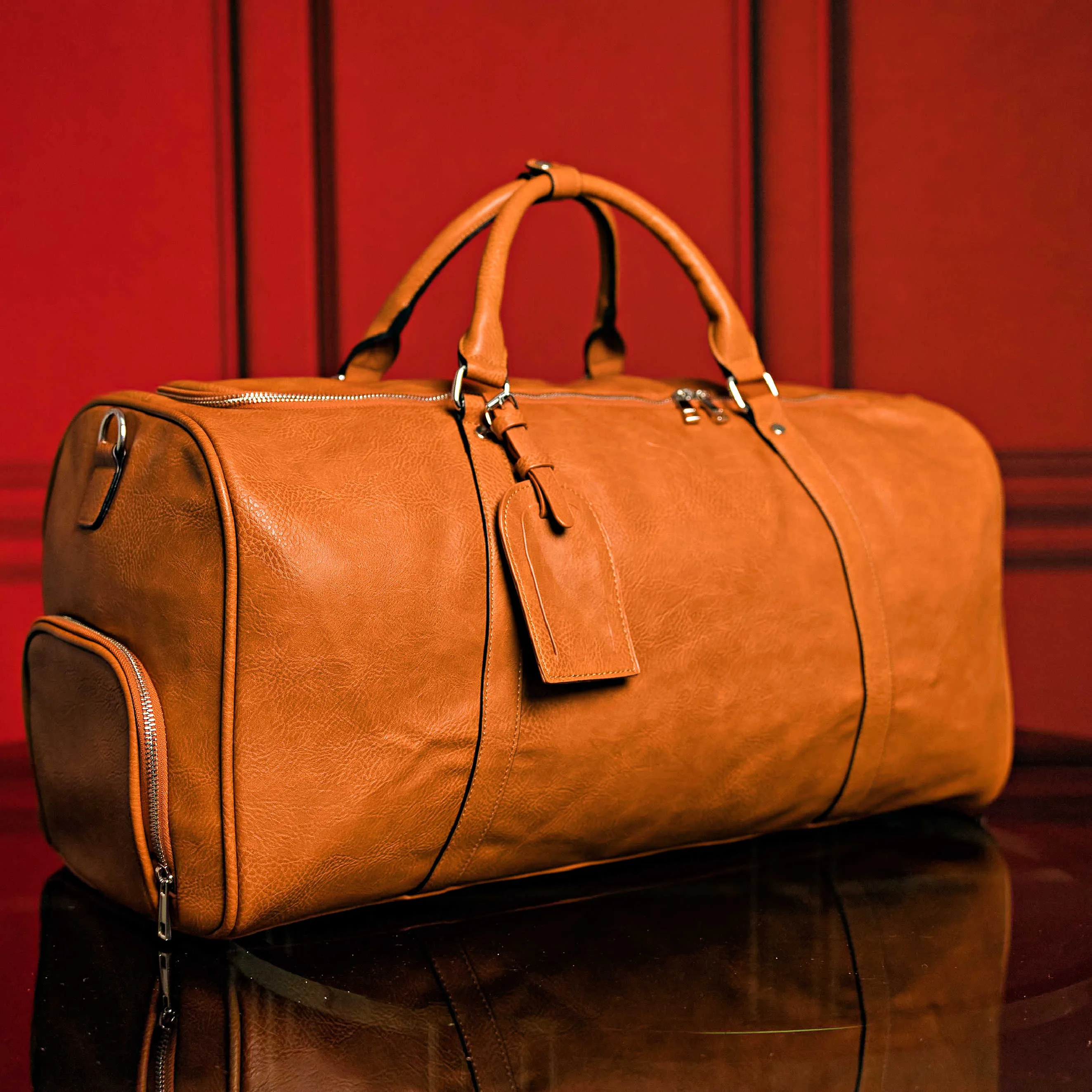 Brown Tumbled Leather 2 Bag Set (Commuter and Duffle)