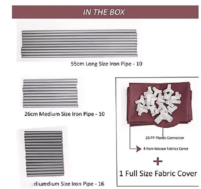 B.Traders Plastic Pipe Non Woven Fabric Multipurpose Storage 4 Layer Shoe Rack/Stand with Dustproof Cover & Wardrobe For Home - (Maroon)