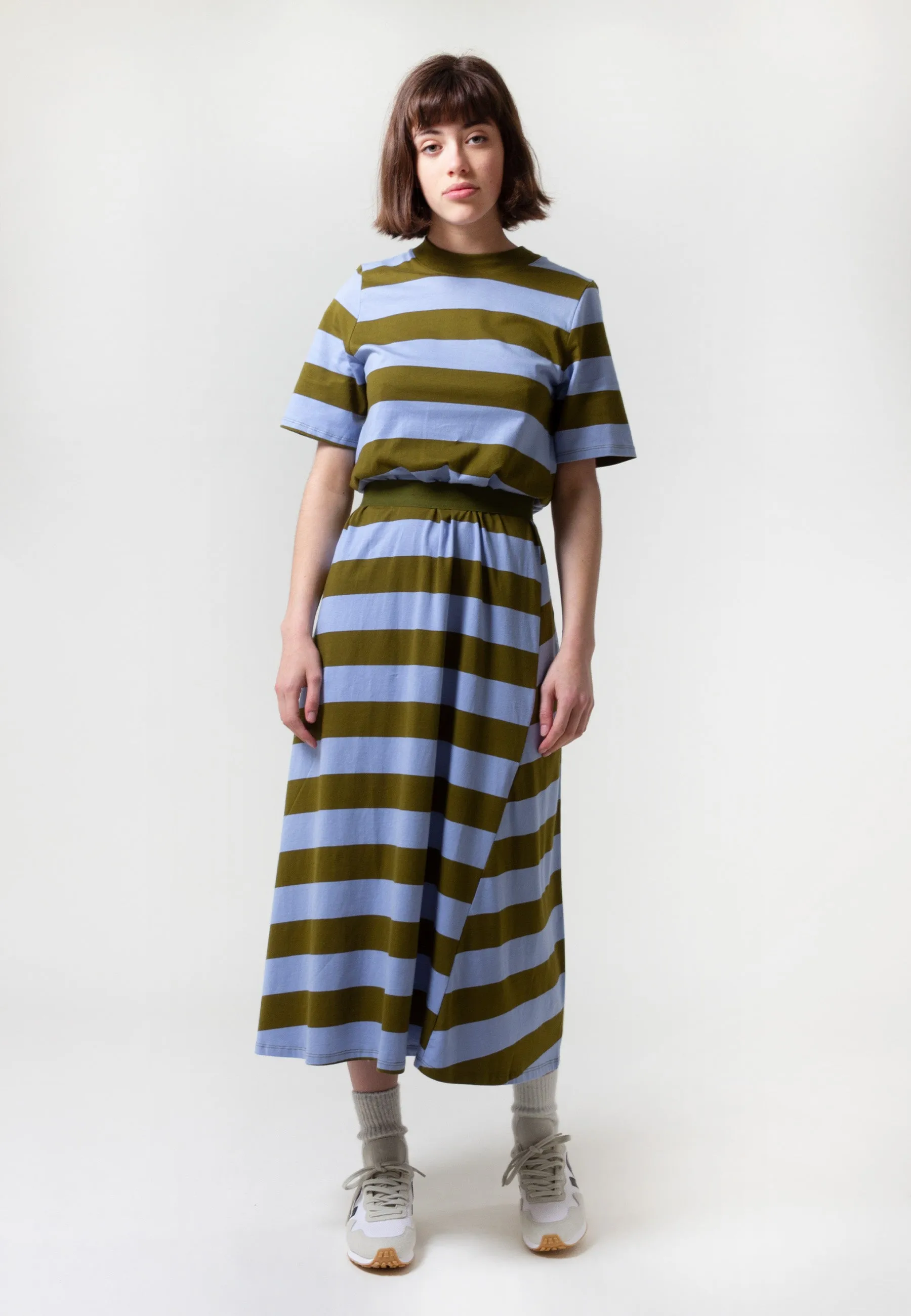 Building Block T-Shirt Swing Dress - horizon lines