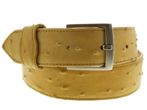 Buttercup Western Cowboy Belt Ostrich Quill Print Leather - Silver Buckle