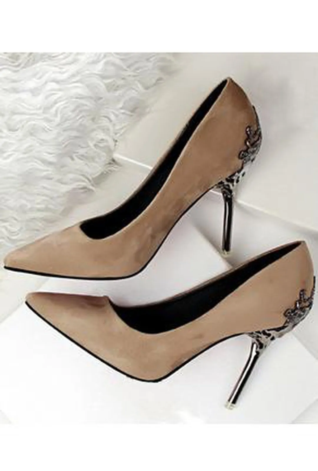 CAMELLIA - SUEDE ORNATE PUMPS HEELS