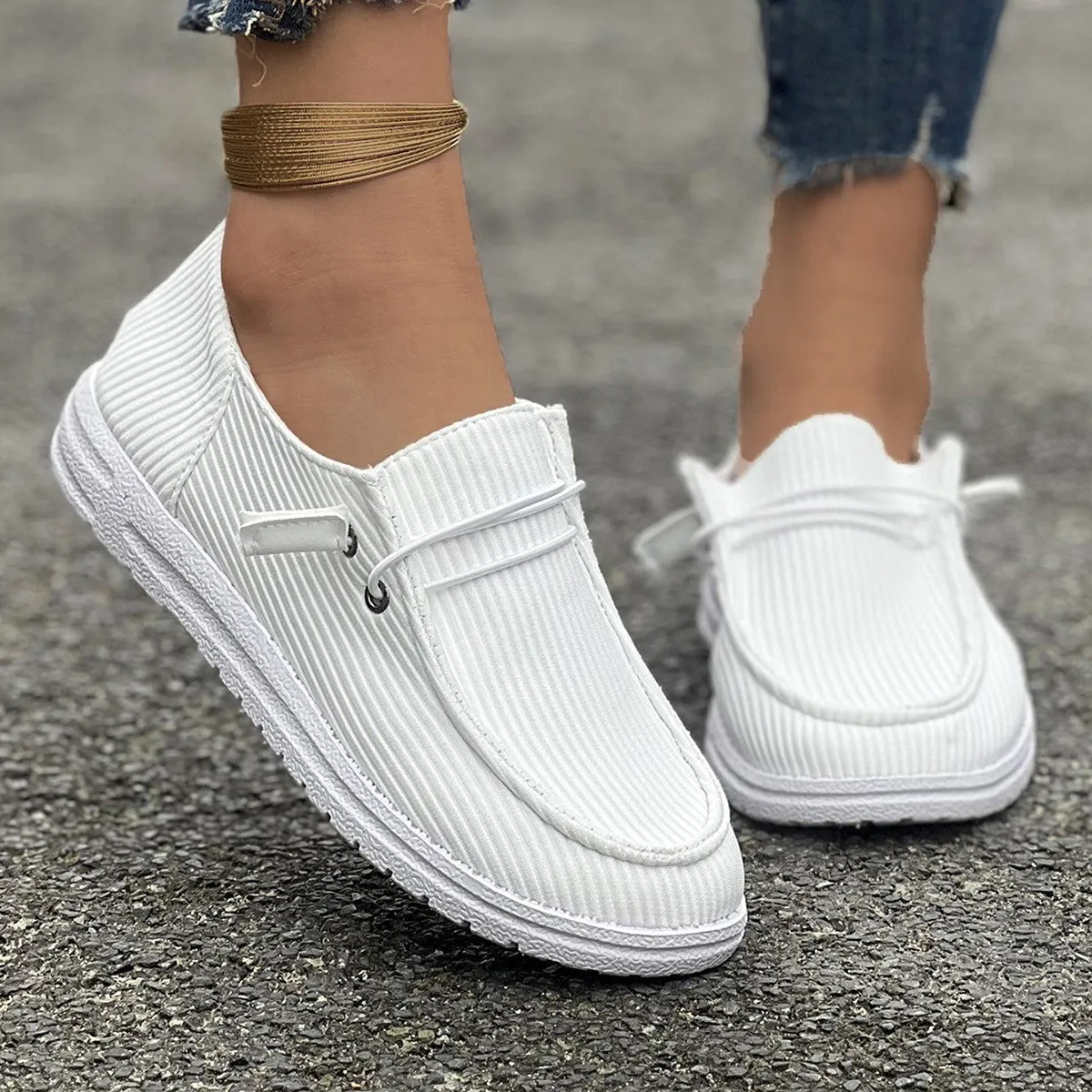 Casual Slip-on Flats Shoes Women Fashion Solid Color Loafers Lazy Shoes