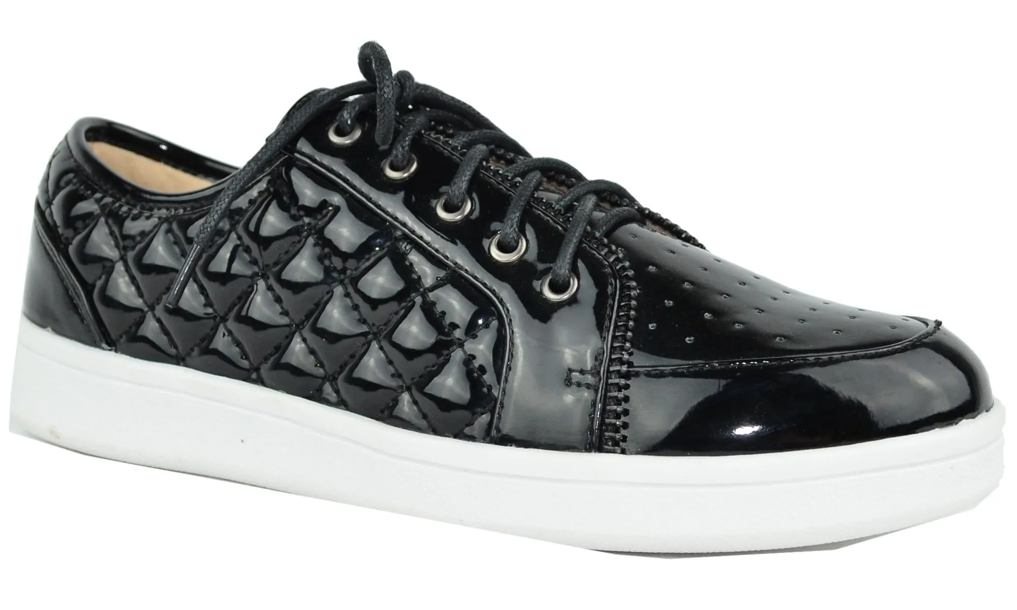 Chase & Chloe Women's Metallic Quilted Fashion Sneaker